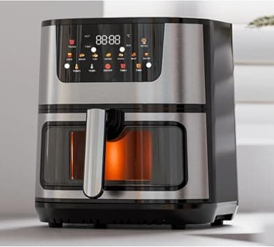 Digital Air Fryer Oven, 2800W, 15L Big-Sized Capacity, Touch Control, 12 Preset Functions, 80-200°C Adjustable Temp, Smoke-Free Cooking, stainless steel visual electric fryer. on Amazon - Best Deal Finder