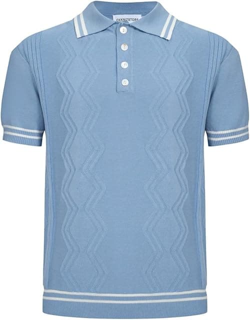 OXKNIT Men’s Knitted Vintage Polo Shirt, 1960s Mod Style Retro Polo Textures Shirt with Double Line Neck on Amazon.ae - Price Tracker