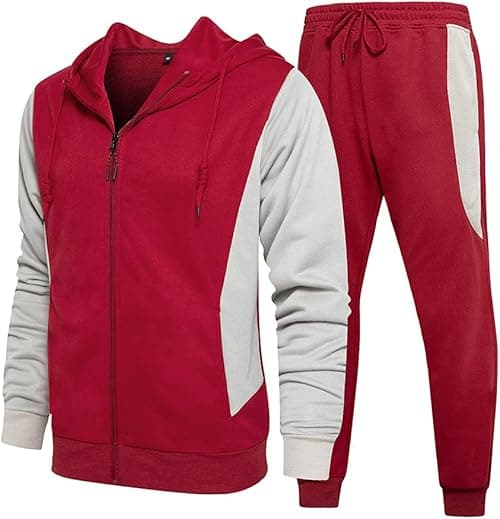 MANTORS Men's Hooded Athletic Tracksuit Casual 2 Pieces Suits Color Block Hoodies and Sweatpants Set on Amazon.ae - Price Tracker