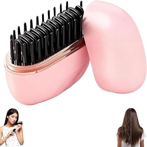 Mini Hair Straightener Brush, Wireless Rechargeable, 3-Speed Temperature Control, Portable for Home and Travel, Black (Pink) على Amazon.ae - متتبع الأسعار
