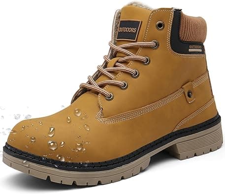 Snow Boots Womens Mens Winter Flat Ankle Boots Warm Fur Lined Fashion Combat Leather Shoes Casual Work Walking Hiking Lace Up Outdoor Trainer Urban on Amazon.ae - Price Tracker