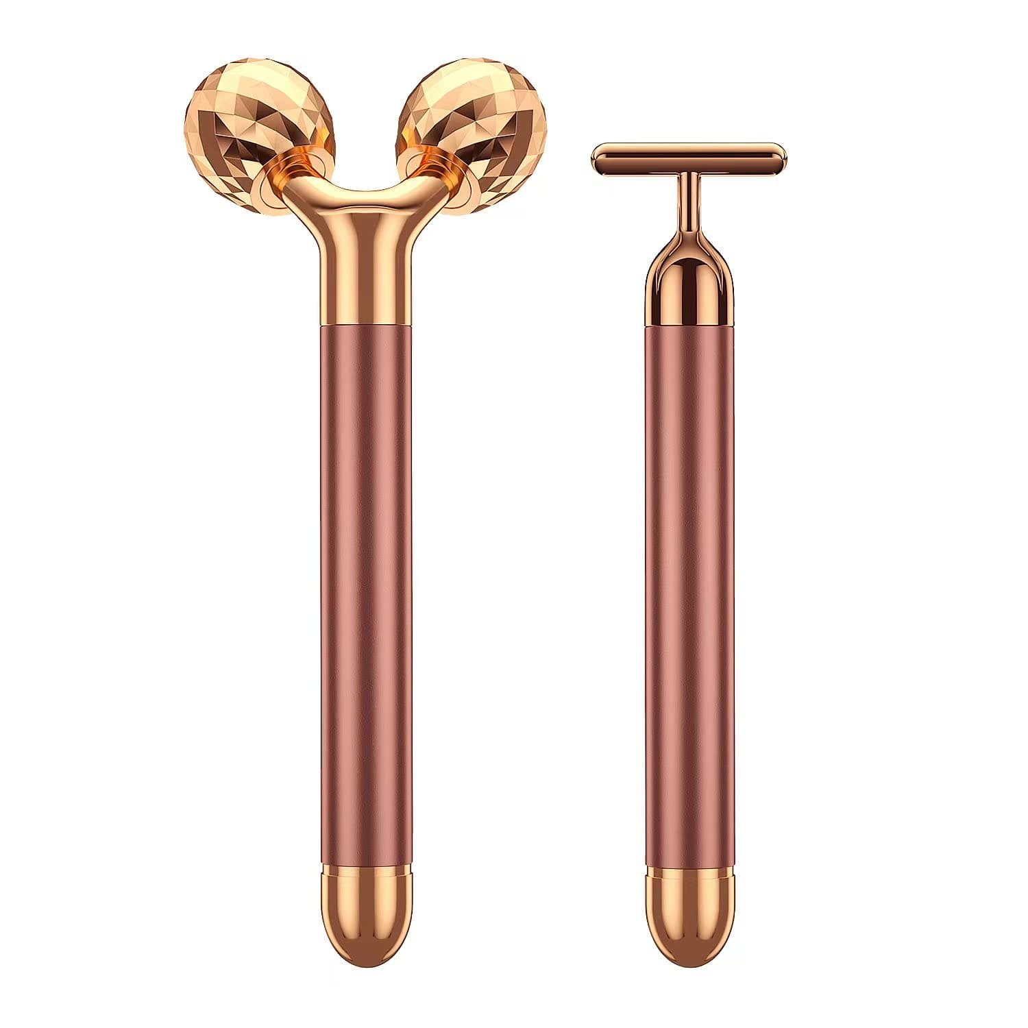 24K Gold 2-in-1 Facial Massager, Electric 3D Roller & T-Shape Massager Kit | Anti-Aging Face & Eye Massager for Skin Tightening & Wrinkle Reduction on Amazon.ae - Price Tracker