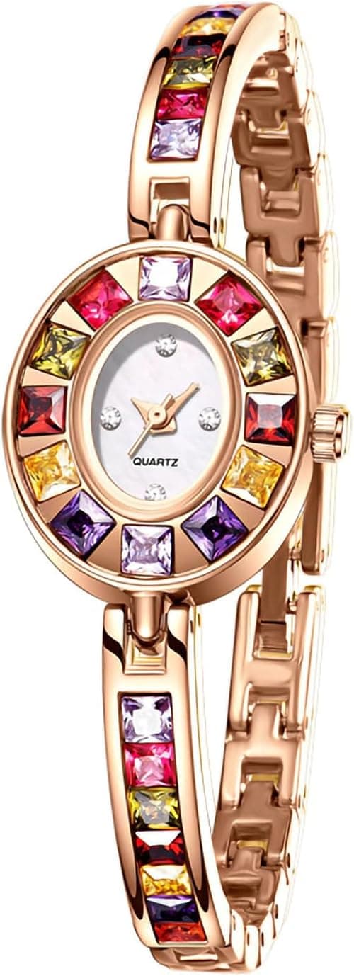 KASTWAVE Women's Watches Luxury Vintage Colorful Crystal Oval Watch Fashion Ladies Small Dial Dress Quartz Wrist Watch Waterproof Watch on Amazon.ae - Price Tracker