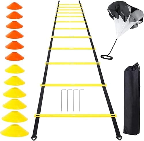 N A Speed Agility Training Kit, Includes Agility Ladder with Carrying Bag, 10 Disc Cones, Resistance Parachute for Training Football Athletes for Faster Footwork and Better Movement Skills على Amazon.ae - متتبع الأسعار