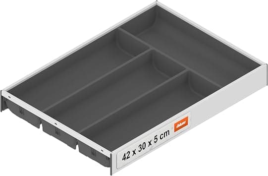 Blum Ambia-Line Cutlery Tray with Soft Touch Premium Drawer Organiser for Modern Kitchen Drawer and Cupboard Protects, Sorts & Organises Cutlery and Kitchen Utensils 42.5 x 30 x 5.1 cm Grey/White on Amazon.ae - Price Tracker