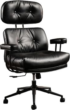 ovios Ergonomic Home Office Chair, Mid-Century Modern Faux Leather Chair with Lumbar Support, High Back Swivel Rolling Executive Chair with Comfy Thick Cushion (Black, Faux PU Leather) on Amazon.ae - Price Tracker
