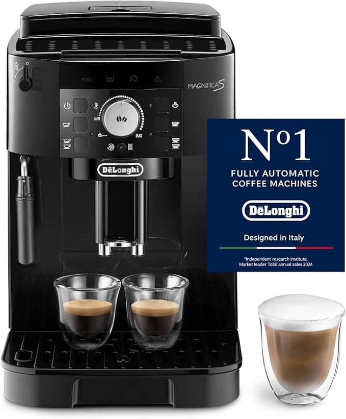 De'Longhi Coffee Machine MAGNIFICA S Fully Automatic Espresso Machine with 6+ Hot & Iced Beverages, Soft Touch Interface, Milk Frother, 13 Grinder Settings, Twin Shot ECAM11.112.B (Made in Europe) on Amazon.ae - Price Tracker