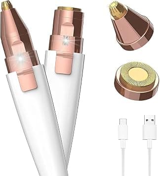 VIFERA 2-in-1 Eyebrow Trimmer for Women - Facial Hair Remover Machine For Women - Face,Upper Lips,Cheek, Chin and Nose Hair Remover, USB RECHARGEABLE Epilator With Ring Light (White) on Amazon.ae - Price Tracker