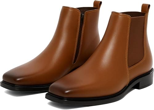 Kraasa THE Ashford – Men’s Stylish Vegan Leather Chelsea Boots with Side Zipper & Elastic Panel, Square Toe Ankle Boot (Tan/Black/Brown) on Amazon.ae - Price Tracker
