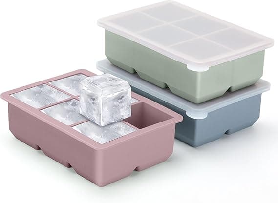 Silicone Ice Cube Trays 3 Pack - Large Size Silicone Ice Cube Molds with Leak Proof Removable Lid Square Ice Cube Tray And BPA Free for Cocktail,Whiskey, Stackable Flexible Ice on Amazon.ae - Price Tracker