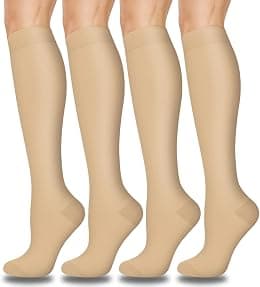 4 Pairs Copper Compression Socks for Women & Men Circulation 15-20 mmHg - Best Support for Nurses, Running - متتبع أسعار Amazon.sa