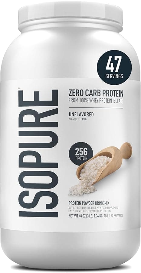 Isopure Unflavored Protein, 25g Whey Isolate, with Vitamin C & Zinc for Immune Support, Zero Carb & Keto Friendly, 47 Servings, 3 Pounds (Packaging May Vary) on Amazon.ae - Price Tracker