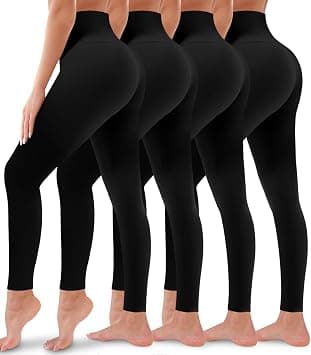4 Pack Leggings for Women Butt Lift High Waisted Tummy Control No See-Through Yoga Pants Workout Running Leggings, 01-assort01, S-M - متتبع أسعار Amazon.sa