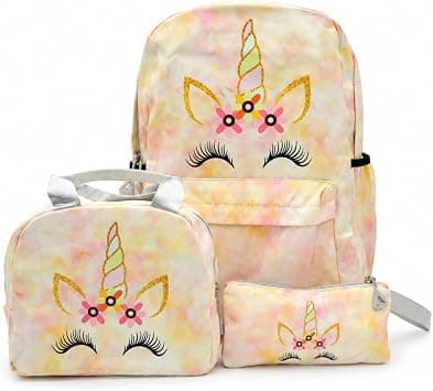 Magic Yellow 3-Piece School Backpack Set with Lunch Bag & Pencil Pouch, Large Capacity Lightweight School Bag with Adjustable Shoulder Straps for School, Travel & Everyday Use على Amazon.ae - متتبع الأسعار