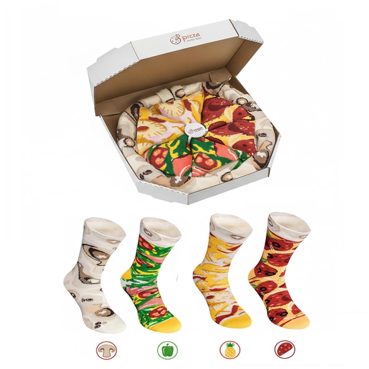 Funny Gift Sock for Men, 4 Pairs Pizza Socks BoxIdeal Set for Gift, Original and Unique, Cool Gadget Cotton Rich Material Gift for Men Adult on Amazon.ae - Price Tracker