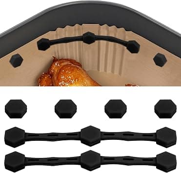 PINKE Air Fryer Magnet Silicone Buckle, Baking Paper Magnet Buckle, Silicone Magnetic Buckle for Holding Down Air Fryer Parchment Paper, Lock Liners Safely Prevent Paper Burn, 2PCS (Black) على Amazon.ae - متتبع الأسعار