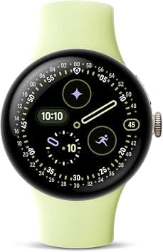 Google Pixel Watch 4 (41mm) - Android Smartwatch with Heart Rate and Sleep Tracking - 30-Hour Battery - Fitness Tracking - Google AI - Champagne Gold Aluminum Case - Lemongrass Active Band - Wi-Fi على Amazon.ae - متتبع الأسعار