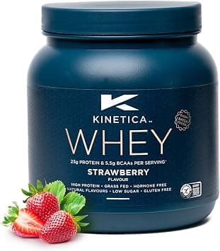 Kinetica Sports Whey Protein Powder Strawberry Flavour | 22g Protein/Serve, 10 Servings/300g Pack | 5.30g BCAAs | Gluten Free Supplement | Optimum for Muscle Growth & Recovery on Amazon - Best Deal Finder