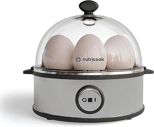 NutriCook Rapid Egg Cooker: 7 Egg Capacity Electric Egg Cooker for Boiled Eggs, Poached Eggs, Scrambled Eggs, or Omelettes with Auto Shut Off Feature - Silver on Amazon.ae - Price Tracker