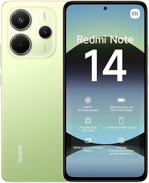 Xiaomi Redmi Note 14 Green 8+256GB smartphone,108MP AI camera system, 5500mAh battery, 6.67" 120Hz AMOLED eye-care display, AI features on Amazon.ae - Price Tracker