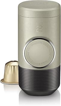 WACACO Minipresso NS2, Portable Espresso Maker Compatible with *Nespresso®*Original Capsules and Compatibles, Manually Operated, 18 Bar Small Handheld Coffee Machine for Travel, Camping - متتبع أسعار Amazon.sa