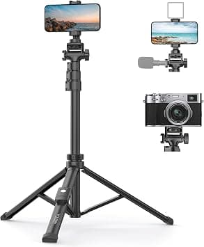 TONEOF 170cm Phone Camera Tripod Stand with Remote & Phone Holder, Tripod for Travel/Video Recording,Tall Smartphone Tripod Compatible with iPhone/Android//Webcamera على Amazon.ae - متتبع الأسعار