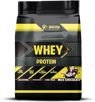 Body Builder 100% Whey Protein - 25g Protein, BCAAs, Glutamine, Digestive Enzymes for Lean Muscle Growth & Endurance, Suitable for Vegetarians & Keto Dieters (Milk Chocolate, 10 LB) على Amazon.ae - متتبع الأسعار