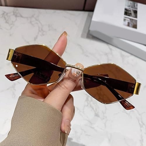 Hexagon Retro Sunglasses Women Gold Metal Frame Sun Glasses for Beach Vacation Travel Driving on Amazon.ae - Price Tracker