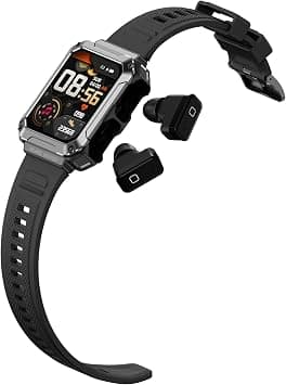 WatchOut WearPods Teens Smartwatch with Wireless Earbuds, GPS Fitness Tracker, Music Storage, Heart Rate, Always-on HD Display, Best Headphones & Smart Watch in one Gift for GenZ (Black Commando) على Amazon.ae - متتبع الأسعار