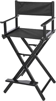 MEISHDIA Makeup Artist Director Chair, Aluminum Folding & Portable | Lightweight Professional Vanity Chair with Back Support for Beauty Salon, Home, Travel (Black, Large) on Amazon.ae - Price Tracker