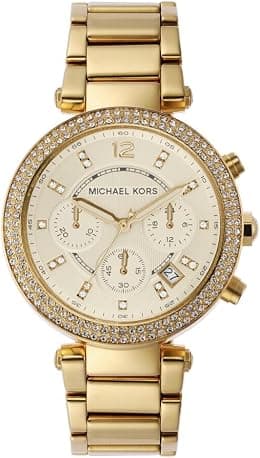 Michael Kors Parker Women's Watch, Stainless Steel and Pavé Crystal Watch for Women with Steel, Leather, or Silicone Band - متتبع أسعار Amazon.sa