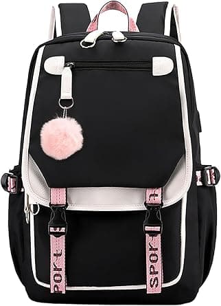 Girls School Bag, School Bag Leisure Backpack School Student Laptop Backpack, Waterproof Backpack,Accessories Plush Pendant for Teens Girls Women Students School Bag على Amazon.ae - متتبع الأسعار