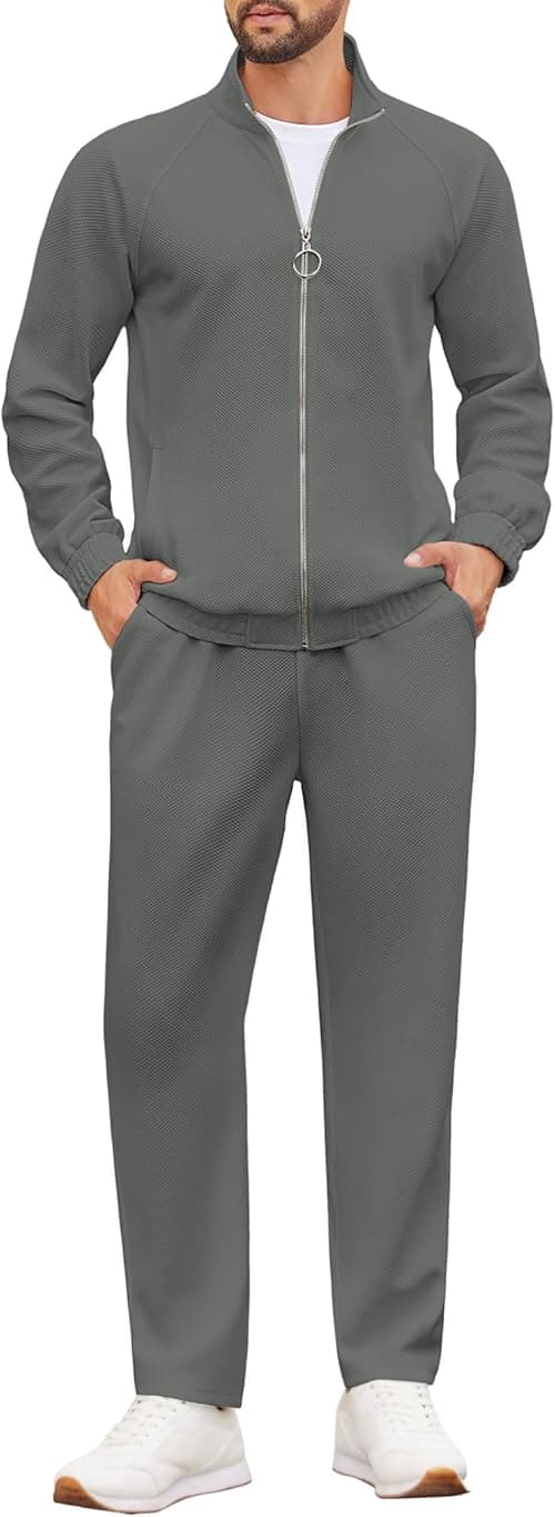 COOFANDY Mens 2 Piece Tracksuit Casual Sweatsuits Full Zip Track Suits Jogging Athletic Suit Sets on Amazon.ae - Price Tracker