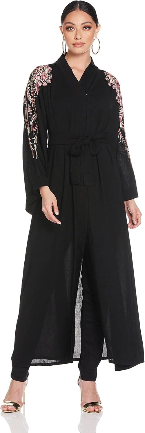 Nukhbaa Womens Black Abaya With Pink Embroidery Detail.Abaya Comes With Matching Hijab COMP5038 Floral on Amazon.sa - Price Tracker