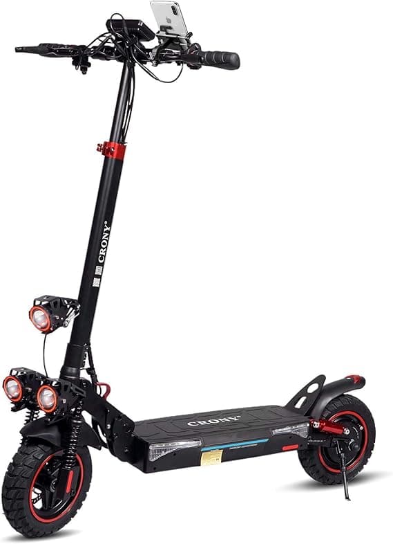 CRONY T4 Electric Scooter with Big LCD Display, 2000W Motor, 40-65KM/H Speed, Smart App Control, Triple LED Headlamps & Foldable Design with Smart Lock & Flashing Mode, Front/Rear Suspension on Amazon.ae - Price Tracker