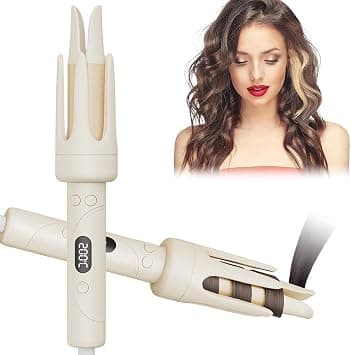 Automatic Curling Iron-32mm Automatic Rotating Hair Curler with LCD Display-4 Temperature Adjustable Temperature Ceramic Crimper Auto Hair Curling Wand for Medium/Long (Beige) on Amazon.ae - Price Tracker