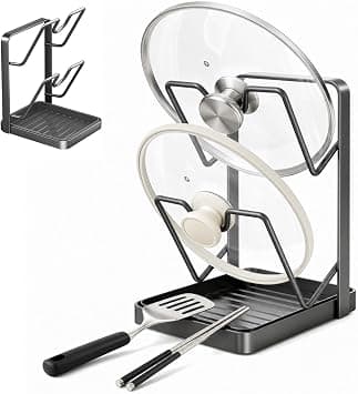 2-Tier Pot Lid Organiser Pot Lid Holder with Removable Drip Tray Vertical Pot Lid Holder Space Saving Sturdy Pot Lid Holder Organiser Kitchen Storage & Organisation على Amazon.ae - متتبع الأسعار