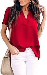 Allimy womens Casual Split V Neckline Blouses Soft - Amazon.ae Price Tracker