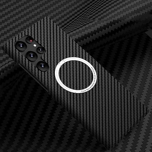 Carbon Fiber Texture Magnetic Phone Case For Samsung Galaxy S22 Ultra 5G (Black) على Amazon.ae - متتبع الأسعار