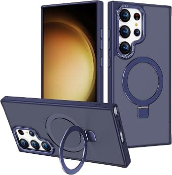 Magnetic Case Compatible with Samsung Galaxy S25 ULTRA,Translucent Matte Back Non-slip Phone Cover Protective Shockproof with Stand,Blue على Amazon.ae - متتبع الأسعار