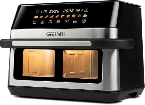 G3 Ferrari G10223 Air Fryer, Deep Fryer 6 + 6, 2200 W, 12 L, 10 Programs, Colour Display, Drying Function, Indoor Light, Container and Tray, Non-Stick Coating, Recipe Book Included on Amazon - Best Deal Finder