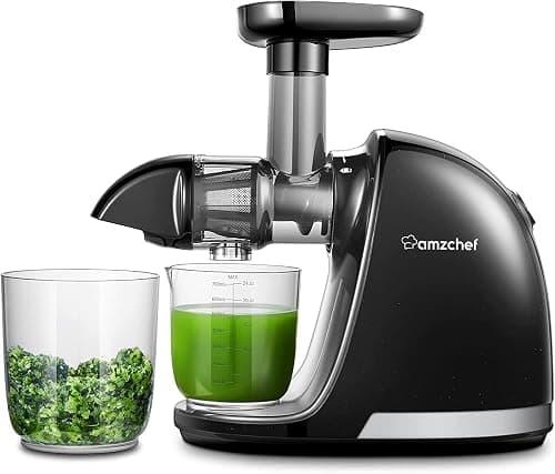 AMZCHEF Cold Press Slow Juicer - Masticating Machine for Fruit and Vegetables - Delicate Chew No Need to Filter - BPA Free With 2 Cups and Brush - Matt Black على Amazon.ae - متتبع الأسعار