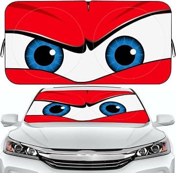 Zuooiec Windshield Sun Shade 2025 Car Accessories 100% Blackout Car Front Windsow Shades Umbrella Automotive Sun Visor Block Heat Insulation Protection (Red) on Amazon.ae - Price Tracker