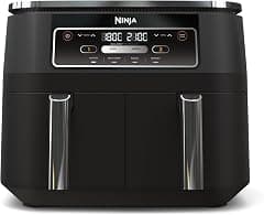 Ninja Foodi Dual Zone Air Fryer Digital, 2 Drawers, 7.6L, 4-in-1, Oil Free, Air Frying, Max Crisp, Roasting, Warming, Non-Stick, Dishwasher Safe Baskets and Plates, AF200EU - متتبع أسعار Amazon.sa
