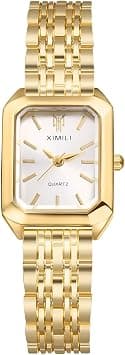 Women's Square Dial Elegant Analog Quartz Watch – Stainless Steel Gold Silver Bracelet Strap – Luxury Timepiece Gift for Her على Amazon.ae - متتبع الأسعار