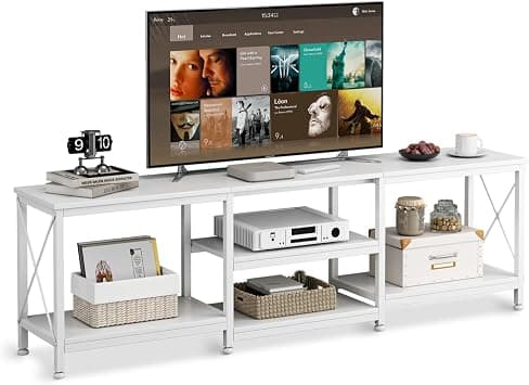 Jubestry TV Table with Shelves Up To 75 Inch Entertainment Center and TV Console Table for Home Living Room 180 * 40 * 60cm White - Amazon.sa Price Tracker