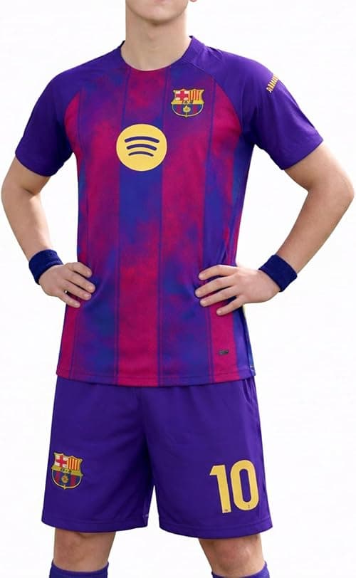 OVERS Barcelona Football Jersey Set for Kids, Youth & Men – Short Sleeve Soccer Shirt & Shorts, Breathable Sports Uniform for Match. على Amazon.ae - متتبع الأسعار
