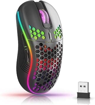 Azonee Wireless Mouse Wireless Gaming Mouse, Rechargeable Pc Mouse with RGB Backlight 6 Buttons Adjustable Lightweight Honeycomb Shell for Laptops, PC, Computers, Etc (BLACK) on Amazon - Best Deal Finder
