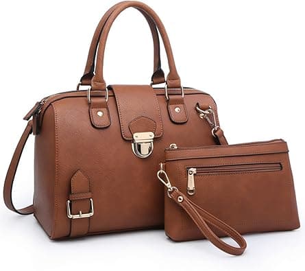 Dasein Women Barrel Handbags Purses Fashion Satchel Bags Top Handle Shoulder Bags Vegan Leather Work Bag on Amazon.ae - Price Tracker