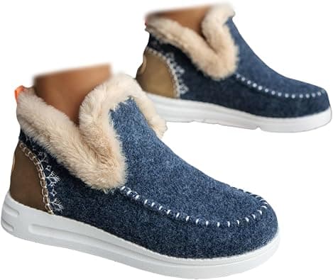 Ladmiple Winter Boots For Women 2024 Fashion Snow Boots Slip on Warm Comfortable Fur Lined Ankle Booties Loafers Shoes على Amazon.ae - متتبع الأسعار